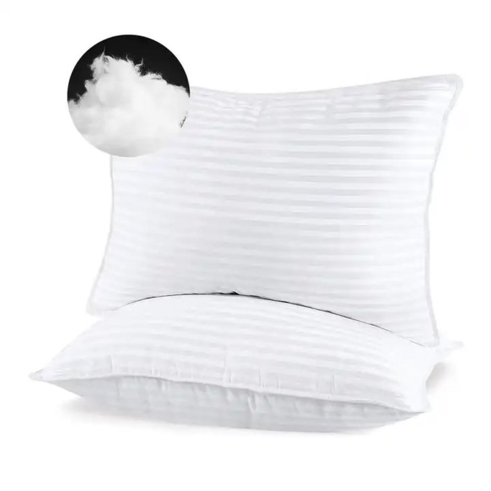 Cotton Pillows Set of 2, King Size (20x36) White Hotel Quality.